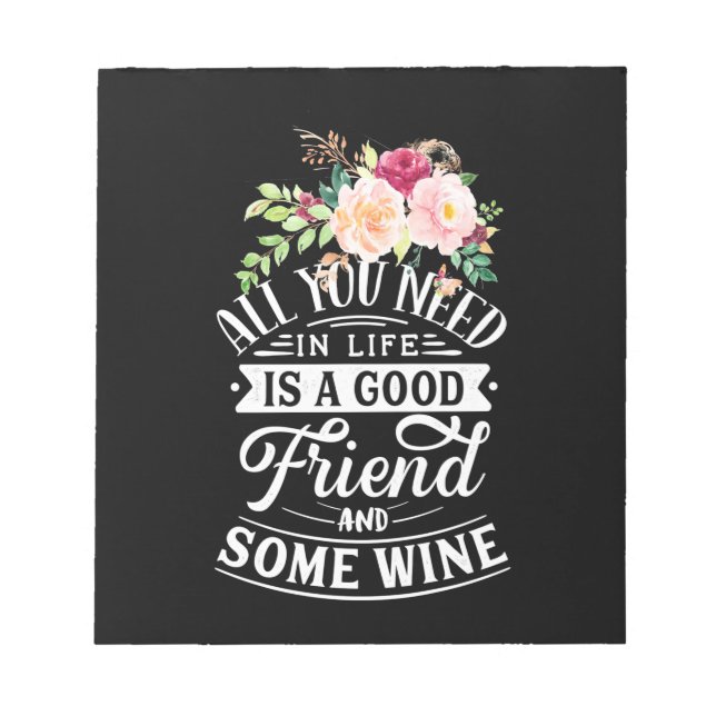 Bloco De Notas Presente de Natal | Bom Amigo E Um Pouco de Vinho (Frente)