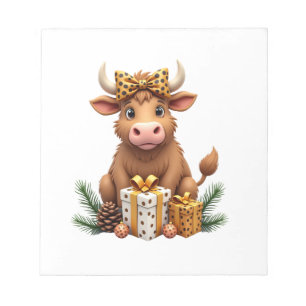 Bloco De Notas Presente de Natal de Vaca das Terras Altas Fofo Sa