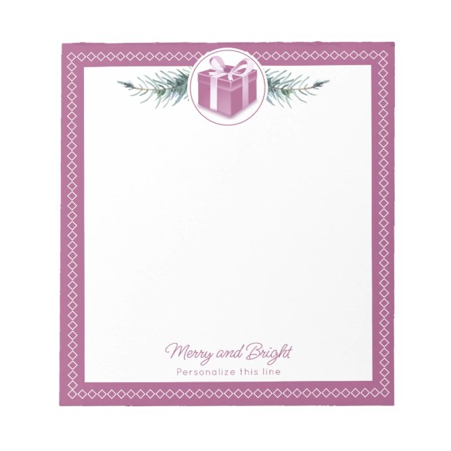 Bloco De Notas Presente de Natal Rosa Personalizado (Frente)