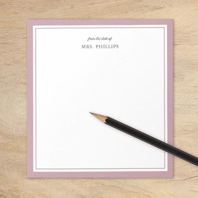 Bloco De Notas Presente de Professora Monograma Minimalista Mauve (Criador carregado)