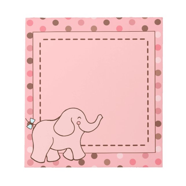 Bloco De Notas Presente para o Notepad de Elefante Bebê Rosa Boni (Frente)