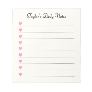 Bloco De Notas Presentes de Dia dos Namorados Cute Hearts Daily N