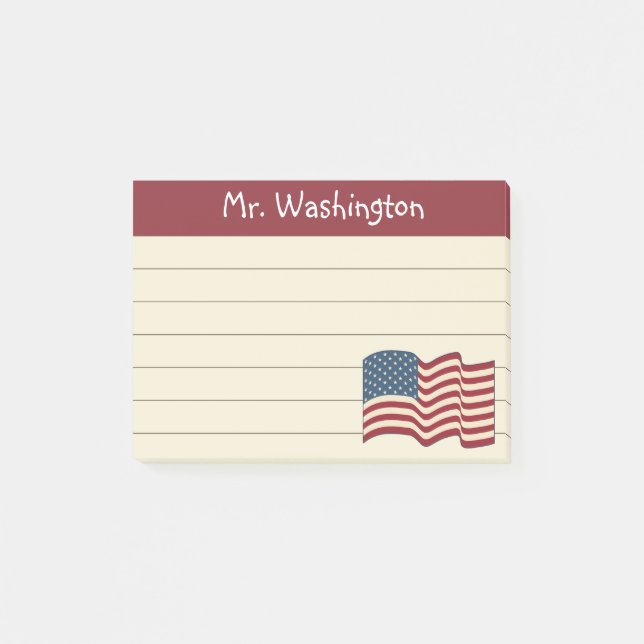 Bloco De Notas Presentes de Notas Adhesivas de Bandeira Americana (Frente)