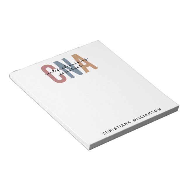 Bloco De Notas Presentes do Assistente de Enfermagem Certificado  (Inclinado)