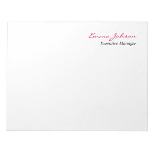 Bloco De Notas Preto Branco Rosa Elegante Moderno Simples Grande
