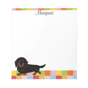 Bloco De Notas Preto de cabelos compridos e Tan do Dachshund