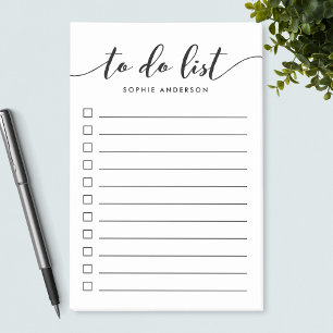 Bloco De Notas Preto e branco relaxe o roteiro para fazer a lista