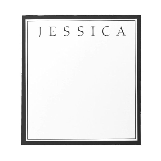 Bloco De Notas Preto e Branco | Seu Nome (Frente)