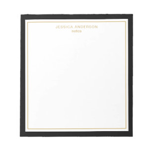 Bloco De Notas Preto Elegante Dourado Personalizado
