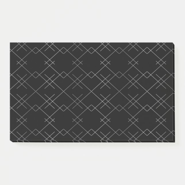 Bloco De Notas Preto-prata, legal, elegante, simples padrão moder (Frente)