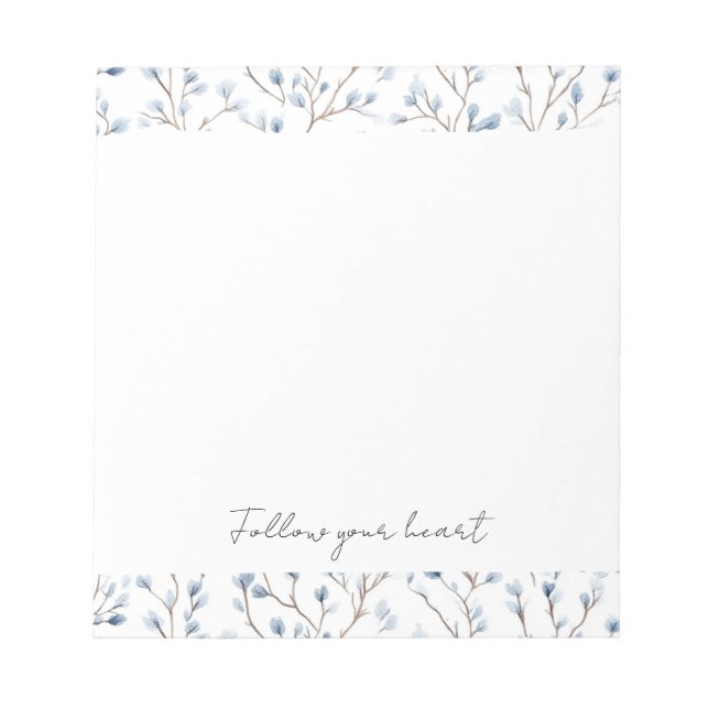 Bloco De Notas Pretty Blue White Flowers (Frente)