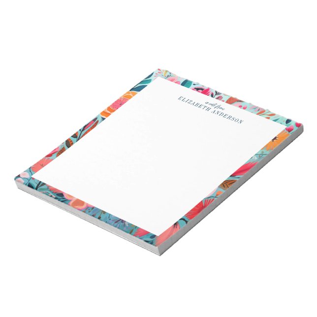 Bloco De Notas Pretty Botanical Girly Floral Frame  (Invertido)