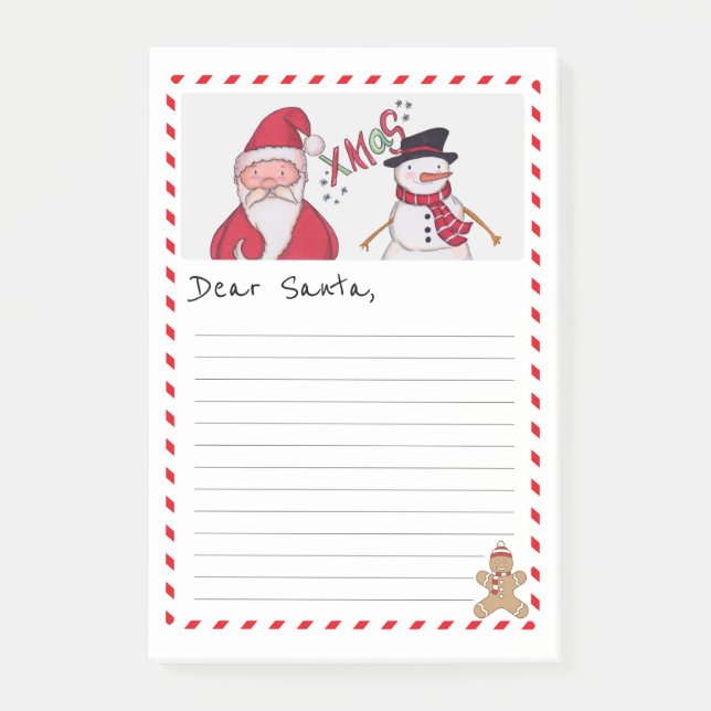 Bloco De Notas Prezados Papais noeis Xmas - Carta de Desejo ao Po (Frente)