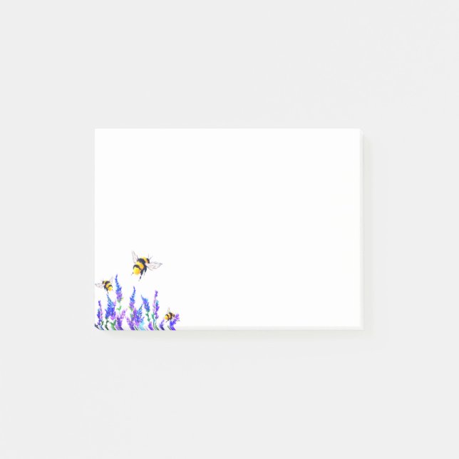 Bloco De Notas Primavera de Flores e Abelhas Sticky Notes (Frente)