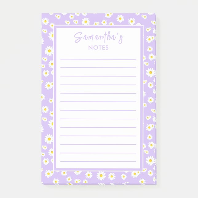 Bloco De Notas Primavera Disies de Boho Roxo (Frente)