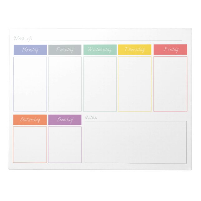 Bloco De Notas Primavera Rainbow Weekly Planner Rasgar Do Bloco D (Frente)