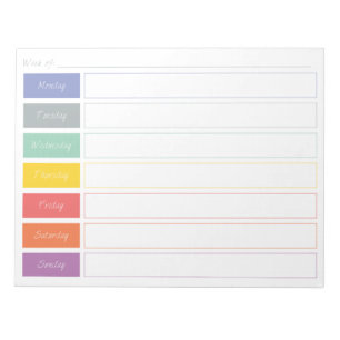 Bloco De Notas Primavera Rainbow Weekly Planner Rasgar Do Bloco D