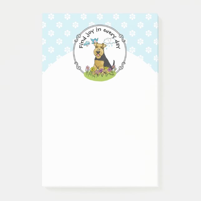 Bloco De Notas Primavera Welsh Terrier Dog com Flores - Cute (Frente)