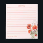 Bloco De Notas Primavera Wildflower Poppy Floral Personalizado<br><div class="desc">Eleve sua experiência de anotação com nosso sofisticado Bloco de Anotações Rosa Personalizado de Flor Vermelho Selvagem. Criado com uma impressionante indústria de aquarela, este bloco de notas apresenta um design cativante que pode ser personalizado com o seu nome ou com os nomes dos seus entes queridos. Perfeito para uso...</div>