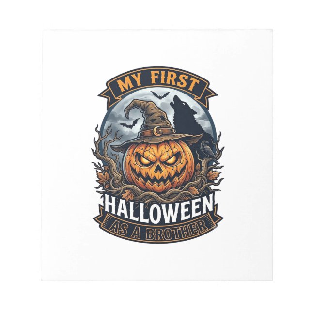 Bloco De Notas Primeiro Halloween como Irmão Pumpkin Wolf Moon_1 (Frente)