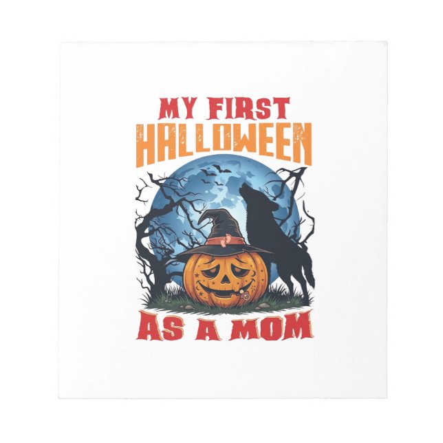 Bloco De Notas Primeiro Halloween Como Mãe Abóbora Lobo Lua_1 (Frente)