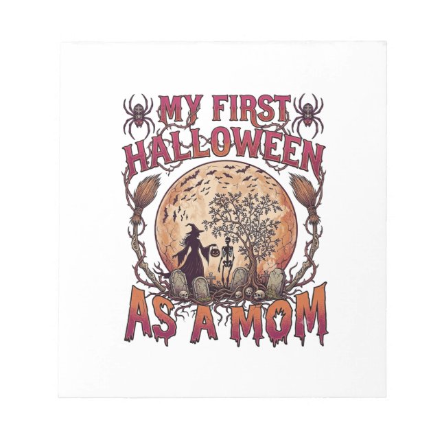 Bloco De Notas Primeiro Halloween Como Mãe Bruxa Esqueleto Lua_1 (Frente)