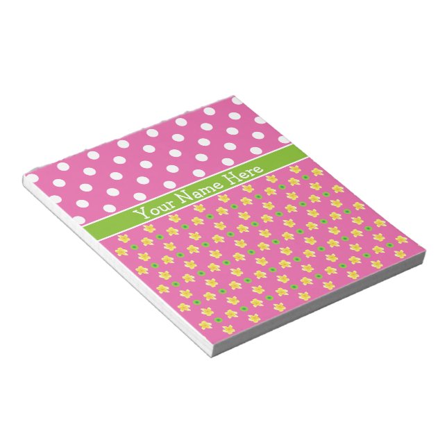 Bloco De Notas Primroses Notepad para Personalizar: Bolinhas Rosa (Inclinado)
