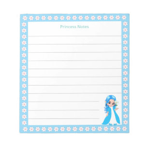 Bloco De Notas Princesa Fada Celestial & Flores Brancas em Linhas
