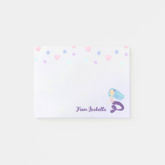 Bloco De Notas Princesa Sereia Rosa Azul e Roxo Pastel