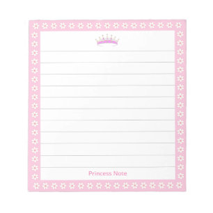 Bloco De Notas Princesa Tiara & Flores Brancas em Linhas