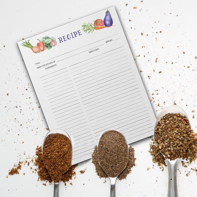Bloco De Notas Produtos Hortícolas de Aquarelas, Receitas Culinár (Criador carregado)