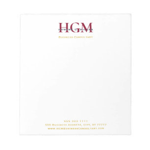 Bloco De Notas Professional 3 - Letra Monograma Burgundy Marinho