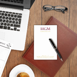 Bloco De Notas Professional 3 - Letra Monograma Burgundy Marinho