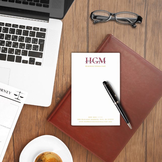 Bloco De Notas Professional 3 - Letra Monograma Burgundy Marinho  (Criador carregado)