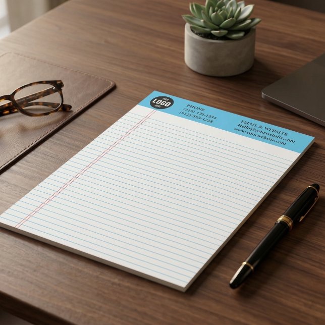 Bloco De Notas Professional Custom Business Logo Blue Notepad  (Professional Custom Business Logo Notepad with Blue Ruled Lines)