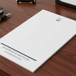 Bloco De Notas Professional Navy Gold Monogram Legal Desk Pad