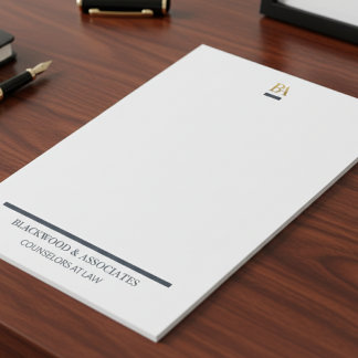Bloco De Notas Professional Navy Gold Monogram Legal Desk Pad