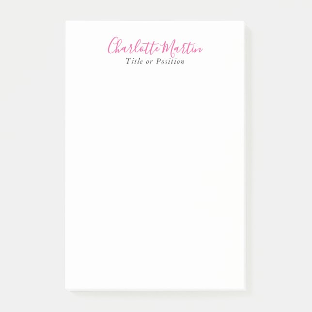 Bloco De Notas Professional Pink White Manager Consultant Chief (Frente)