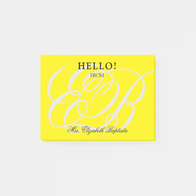 Bloco De Notas Professor Alô, Amarelo Monograma (Frente)