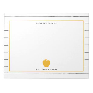 Bloco De Notas Professor amarelo de Apple das listras esboçado