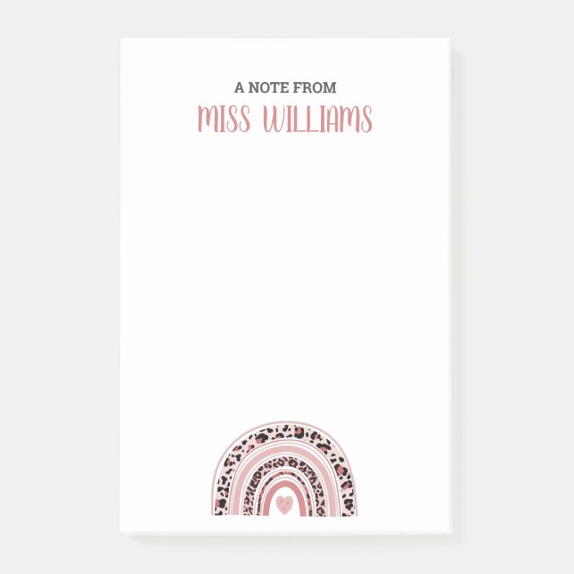 Bloco De Notas Professor Boho Rainbow Leopard Print (Frente)