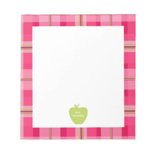Bloco De Notas Professor cor-de-rosa verde da xadrez de Apple