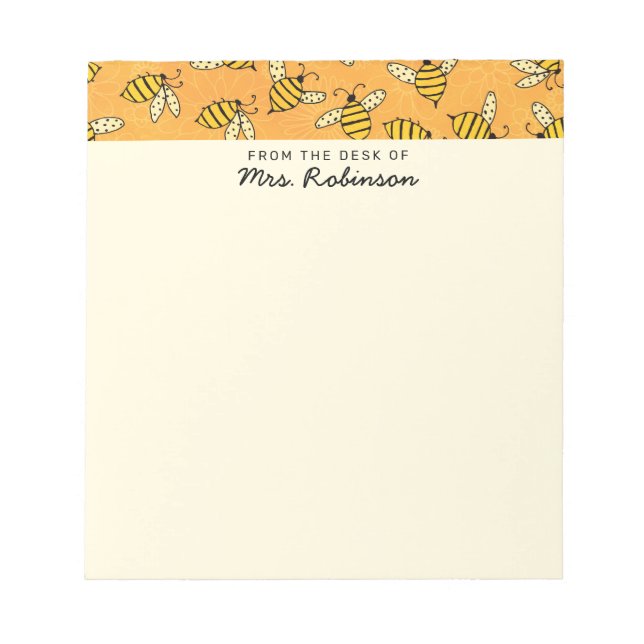 Bloco De Notas Professor de abelhas Cute Busy da Mesa do (Frente)