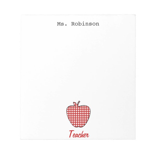 Bloco De Notas Professor de Apple Red Gingham (Frente)