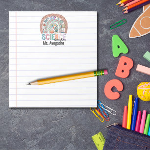 Bloco De Notas Professor de Ciência Personalizado Boho Rainbow Ap
