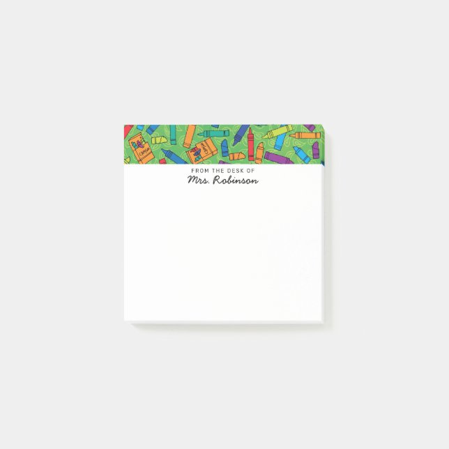 Bloco De Notas Professor de gizes verdes e bonitos na mesa de 3x3 (Frente)
