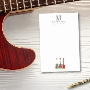 Bloco De Notas Professor de Guitarra Negócios de Música Monograma