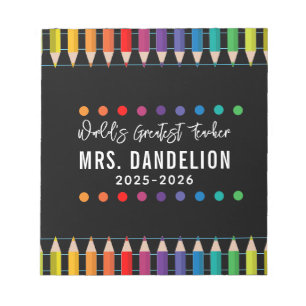 Bloco De Notas Professor do Rainbow Crayons Kindergarten
