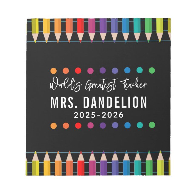 Bloco De Notas Professor do Rainbow Crayons Kindergarten (Frente)