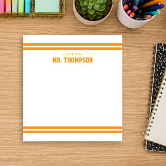 Bloco De Notas Professor Escola Listrada Laranja